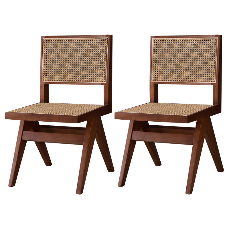 Traditional Wood Dining Side Chair Armless Cane Back Dining Chair (Set of 2) Walnut Clearhalo ' kitchen&dining_furn' 'Dining Chairs' 'Dining Tables & Seating' 'dining_chair' 'furn' 'furn_dining_chair' 'Furniture' 'furniture_dining_chair' 'Kitchen & Dining Furniture' 'kitchen' 4343448