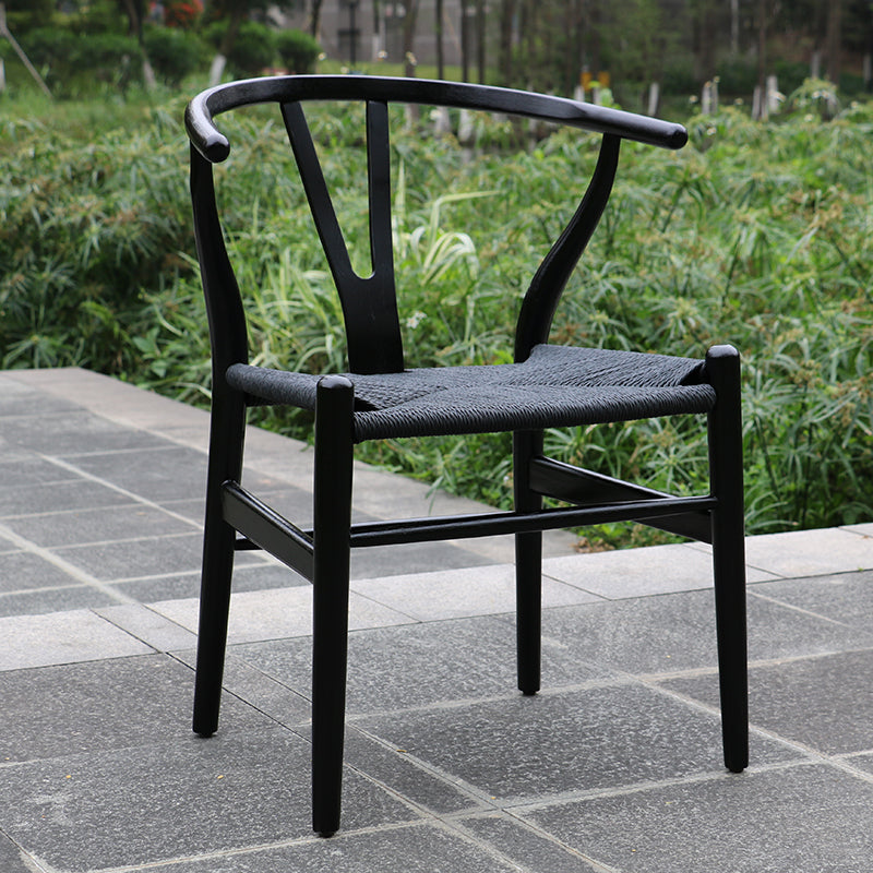 Scandinavian Dining Side Chair Natural Wishbone Dining Side Chair for Home Use Black 1 Piece Clearhalo ' kitchen&dining_furn' 'Dining Chairs' 'Dining Tables & Seating' 'dining_chair' 'furn' 'furn_dining_chair' 'Furniture' 'furniture_dining_chair' 'Kitchen & Dining Furniture' 'kitchen' 4343493