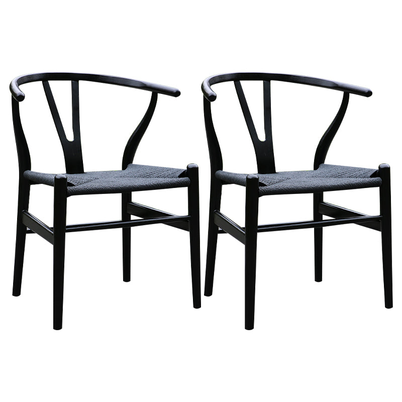 Scandinavian Dining Side Chair Natural Wishbone Dining Side Chair for Home Use Black 2 Piece Set Clearhalo ' kitchen&dining_furn' 'Dining Chairs' 'Dining Tables & Seating' 'dining_chair' 'furn' 'furn_dining_chair' 'Furniture' 'furniture_dining_chair' 'Kitchen & Dining Furniture' 'kitchen' 4343495