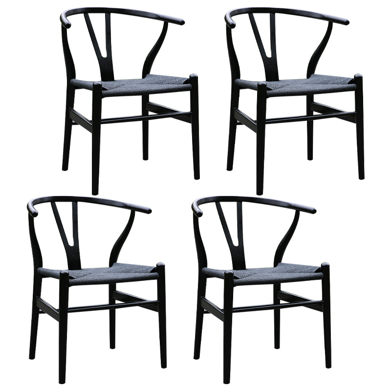 Scandinavian Dining Side Chair Natural Wishbone Dining Side Chair for Home Use Black 4 Piece Set Clearhalo ' kitchen&dining_furn' 'Dining Chairs' 'Dining Tables & Seating' 'dining_chair' 'furn' 'furn_dining_chair' 'Furniture' 'furniture_dining_chair' 'Kitchen & Dining Furniture' 'kitchen' 4343497