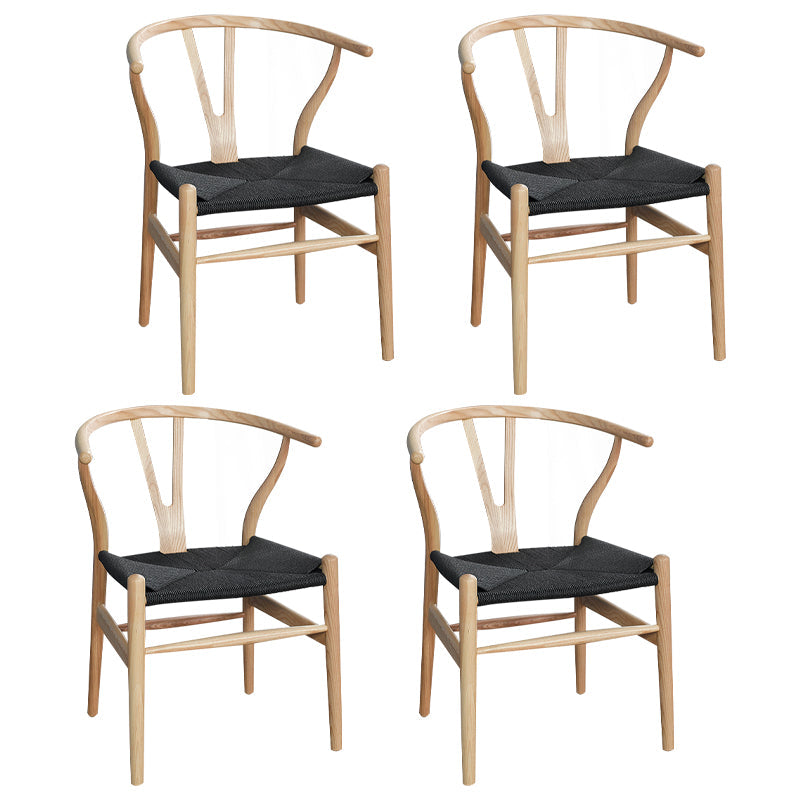 Scandinavian Dining Side Chair Natural Wishbone Dining Side Chair for Home Use Matte Black 4 Piece Set Clearhalo ' kitchen&dining_furn' 'Dining Chairs' 'Dining Tables & Seating' 'dining_chair' 'furn' 'furn_dining_chair' 'Furniture' 'furniture_dining_chair' 'Kitchen & Dining Furniture' 'kitchen' 4343503