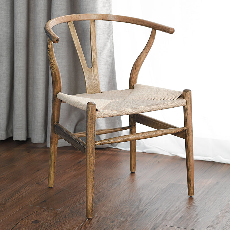 Scandinavian Dining Side Chair Natural Wishbone Dining Side Chair for Home Use Brown 1 Piece Clearhalo ' kitchen&dining_furn' 'Dining Chairs' 'Dining Tables & Seating' 'dining_chair' 'furn' 'furn_dining_chair' 'Furniture' 'furniture_dining_chair' 'Kitchen & Dining Furniture' 'kitchen' 4343509