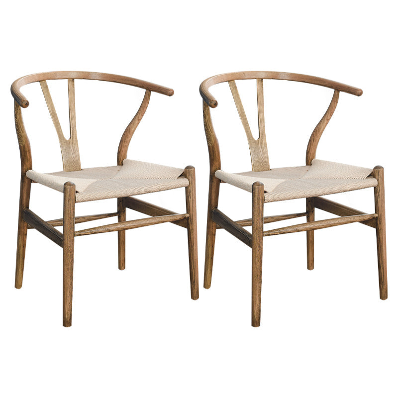 Scandinavian Dining Side Chair Natural Wishbone Dining Side Chair for Home Use Brown 2 Piece Set Clearhalo ' kitchen&dining_furn' 'Dining Chairs' 'Dining Tables & Seating' 'dining_chair' 'furn' 'furn_dining_chair' 'Furniture' 'furniture_dining_chair' 'Kitchen & Dining Furniture' 'kitchen' 4343510