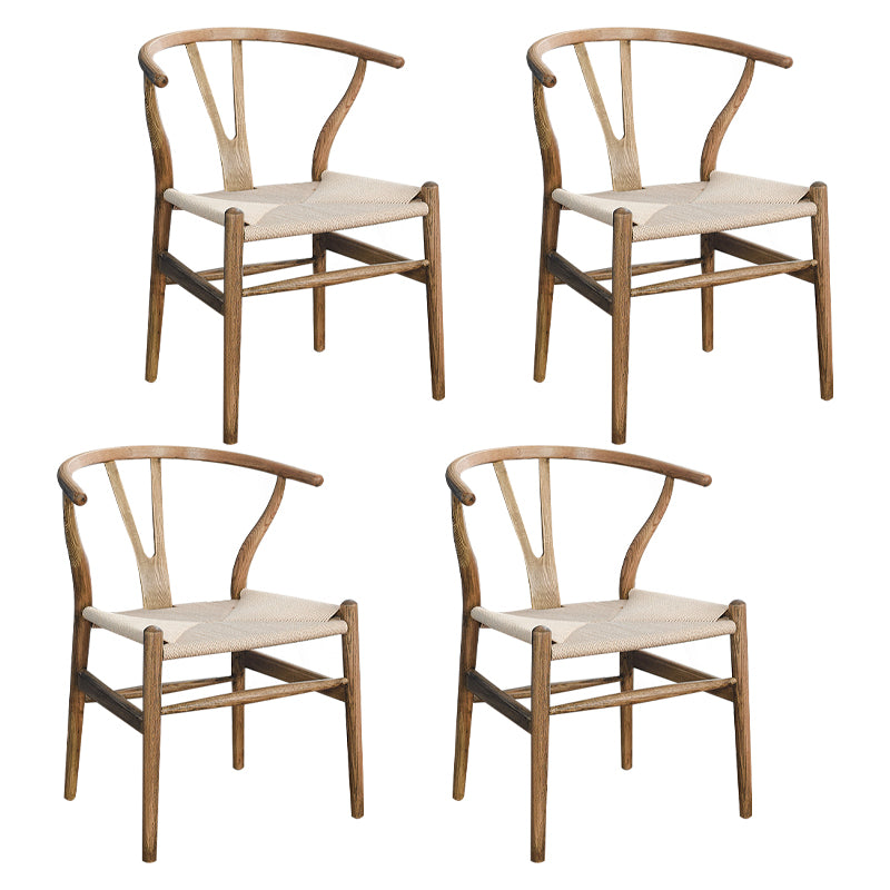 Scandinavian Dining Side Chair Natural Wishbone Dining Side Chair for Home Use Brown 4 Piece Set Clearhalo ' kitchen&dining_furn' 'Dining Chairs' 'Dining Tables & Seating' 'dining_chair' 'furn' 'furn_dining_chair' 'Furniture' 'furniture_dining_chair' 'Kitchen & Dining Furniture' 'kitchen' 4343511