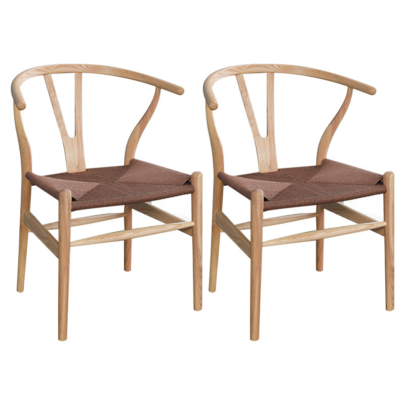 Scandinavian Dining Side Chair Natural Wishbone Dining Side Chair for Home Use Light Brown 2 Piece Set Clearhalo ' kitchen&dining_furn' 'Dining Chairs' 'Dining Tables & Seating' 'dining_chair' 'furn' 'furn_dining_chair' 'Furniture' 'furniture_dining_chair' 'Kitchen & Dining Furniture' 'kitchen' 4343513