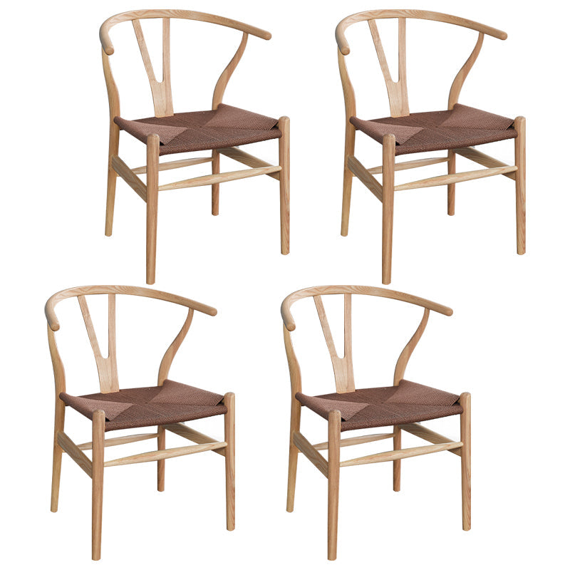 Scandinavian Dining Side Chair Natural Wishbone Dining Side Chair for Home Use Light Brown 4 Piece Set Clearhalo ' kitchen&dining_furn' 'Dining Chairs' 'Dining Tables & Seating' 'dining_chair' 'furn' 'furn_dining_chair' 'Furniture' 'furniture_dining_chair' 'Kitchen & Dining Furniture' 'kitchen' 4343514
