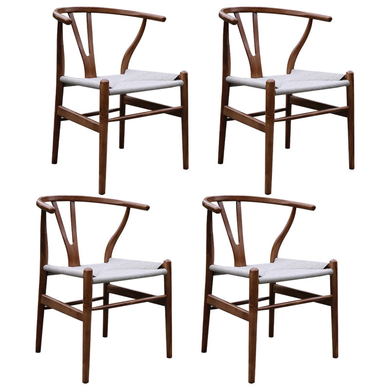 Scandinavian Dining Side Chair Natural Wishbone Dining Side Chair for Home Use Gray Coffee 4 Piece Set Clearhalo ' kitchen&dining_furn' 'Dining Chairs' 'Dining Tables & Seating' 'dining_chair' 'furn' 'furn_dining_chair' 'Furniture' 'furniture_dining_chair' 'Kitchen & Dining Furniture' 'kitchen' 4343517