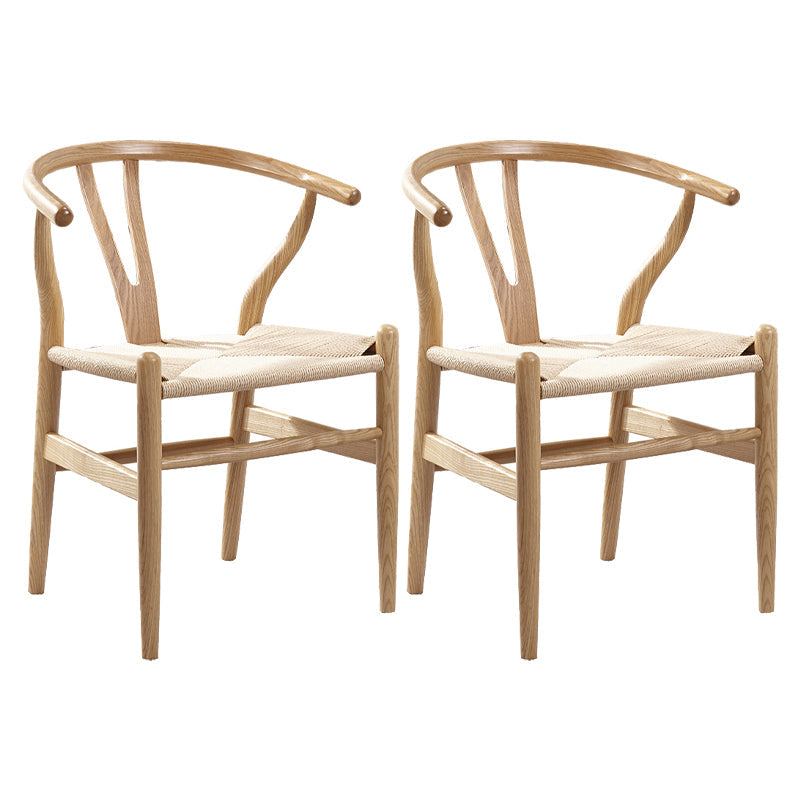 Scandinavian Dining Side Chair Natural Wishbone Dining Side Chair for Home Use Natural 2 Piece Set Clearhalo ' kitchen&dining_furn' 'Dining Chairs' 'Dining Tables & Seating' 'dining_chair' 'furn' 'furn_dining_chair' 'Furniture' 'furniture_dining_chair' 'Kitchen & Dining Furniture' 'kitchen' 4343518