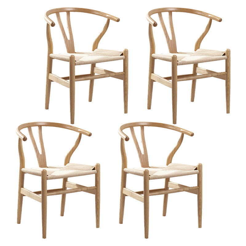 Scandinavian Dining Side Chair Natural Wishbone Dining Side Chair for Home Use Natural 4 Piece Set Clearhalo ' kitchen&dining_furn' 'Dining Chairs' 'Dining Tables & Seating' 'dining_chair' 'furn' 'furn_dining_chair' 'Furniture' 'furniture_dining_chair' 'Kitchen & Dining Furniture' 'kitchen' 4343519