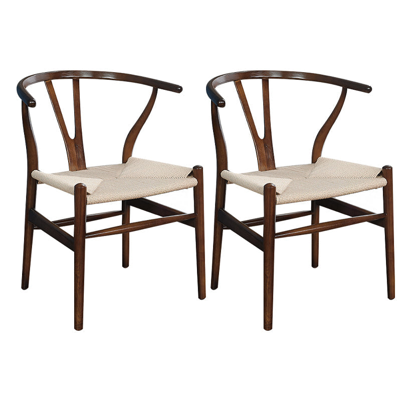 Scandinavian Dining Side Chair Natural Wishbone Dining Side Chair for Home Use Walnut 2 Piece Set Clearhalo ' kitchen&dining_furn' 'Dining Chairs' 'Dining Tables & Seating' 'dining_chair' 'furn' 'furn_dining_chair' 'Furniture' 'furniture_dining_chair' 'Kitchen & Dining Furniture' 'kitchen' 4343521
