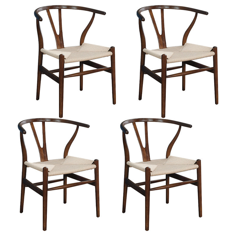 Scandinavian Dining Side Chair Natural Wishbone Dining Side Chair for Home Use Walnut 4 Piece Set Clearhalo ' kitchen&dining_furn' 'Dining Chairs' 'Dining Tables & Seating' 'dining_chair' 'furn' 'furn_dining_chair' 'Furniture' 'furniture_dining_chair' 'Kitchen & Dining Furniture' 'kitchen' 4343522