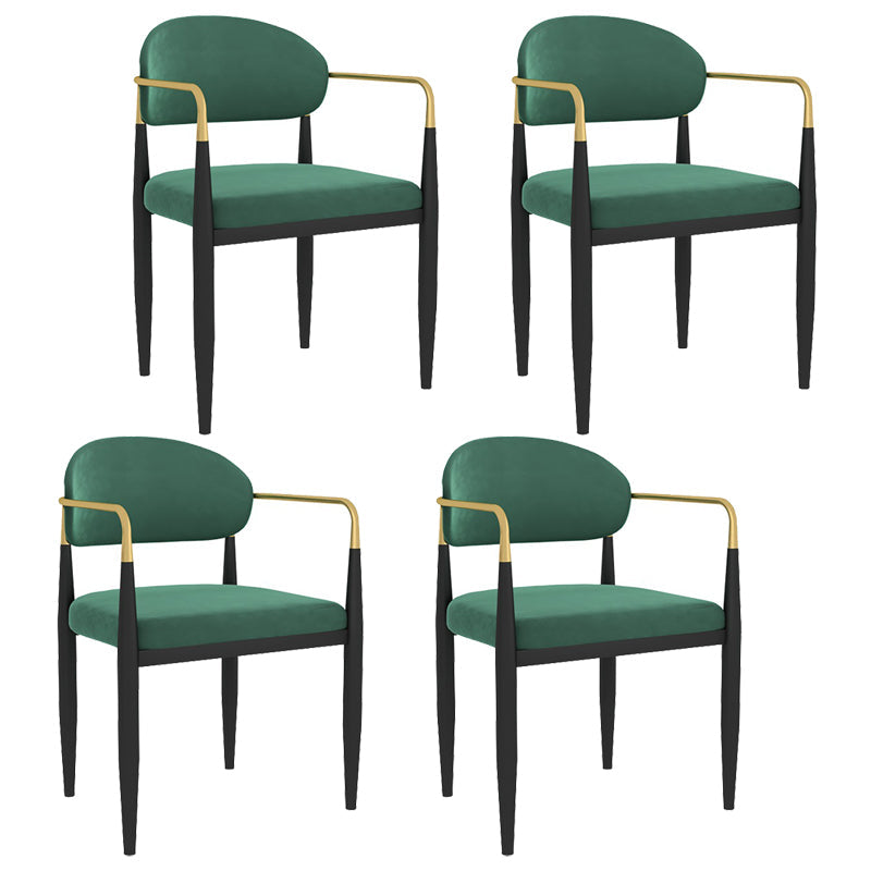 Designer Style Dining Arm Chair Upholstered Matte Finish Open Back Dining Chair Green 4 Piece Set Clearhalo ' kitchen&dining_furn' 'Dining Chairs' 'Dining Tables & Seating' 'dining_chair' 'furn' 'furn_dining_chair' 'Furniture' 'furniture_dining_chair' 'Kitchen & Dining Furniture' 'kitchen' 4343528