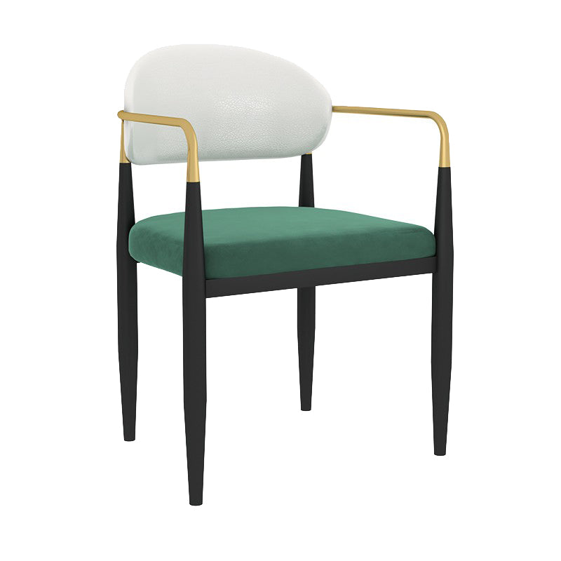 Designer Style Dining Arm Chair Upholstered Matte Finish Open Back Dining Chair White-Green 1 Piece Clearhalo ' kitchen&dining_furn' 'Dining Chairs' 'Dining Tables & Seating' 'dining_chair' 'furn' 'furn_dining_chair' 'Furniture' 'furniture_dining_chair' 'Kitchen & Dining Furniture' 'kitchen' 4343531