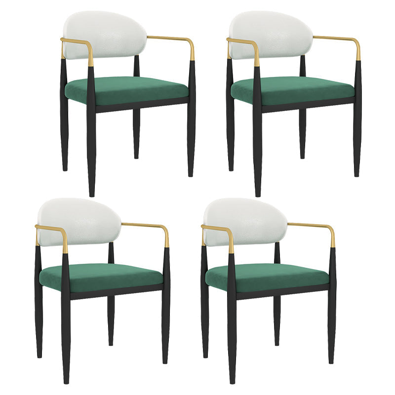 Designer Style Dining Arm Chair Upholstered Matte Finish Open Back Dining Chair White-Green 4 Piece Set Clearhalo ' kitchen&dining_furn' 'Dining Chairs' 'Dining Tables & Seating' 'dining_chair' 'furn' 'furn_dining_chair' 'Furniture' 'furniture_dining_chair' 'Kitchen & Dining Furniture' 'kitchen' 4343534