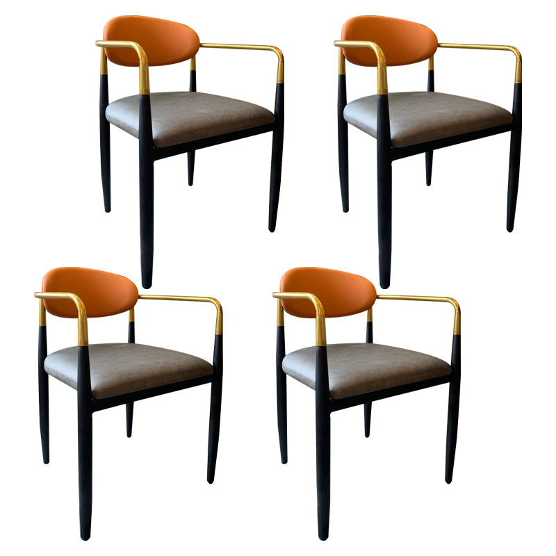 Designer Style Dining Arm Chair Upholstered Matte Finish Open Back Dining Chair Orange-Gray 4 Piece Set Clearhalo ' kitchen&dining_furn' 'Dining Chairs' 'Dining Tables & Seating' 'dining_chair' 'furn' 'furn_dining_chair' 'Furniture' 'furniture_dining_chair' 'Kitchen & Dining Furniture' 'kitchen' 4343546