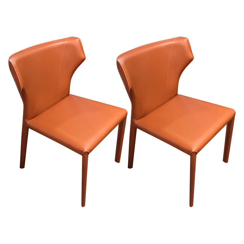 Contemporary Style Dining Chair Kitchen Armless Side Chair with Metal Legs (Set of 2) Orange Clearhalo ' kitchen&dining_furn' 'Dining Chairs' 'Dining Tables & Seating' 'dining_chair' 'furn' 'furn_dining_chair' 'Furniture' 'furniture_dining_chair' 'Kitchen & Dining Furniture' 'kitchen' 4343550