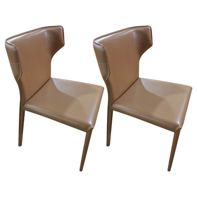 Contemporary Style Dining Chair Kitchen Armless Side Chair with Metal Legs (Set of 2) Light Brown Clearhalo ' kitchen&dining_furn' 'Dining Chairs' 'Dining Tables & Seating' 'dining_chair' 'furn' 'furn_dining_chair' 'Furniture' 'furniture_dining_chair' 'Kitchen & Dining Furniture' 'kitchen' 4343552