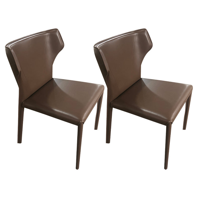 Contemporary Style Dining Chair Kitchen Armless Side Chair with Metal Legs (Set of 2) Dark Brown Clearhalo ' kitchen&dining_furn' 'Dining Chairs' 'Dining Tables & Seating' 'dining_chair' 'furn' 'furn_dining_chair' 'Furniture' 'furniture_dining_chair' 'Kitchen & Dining Furniture' 'kitchen' 4343554
