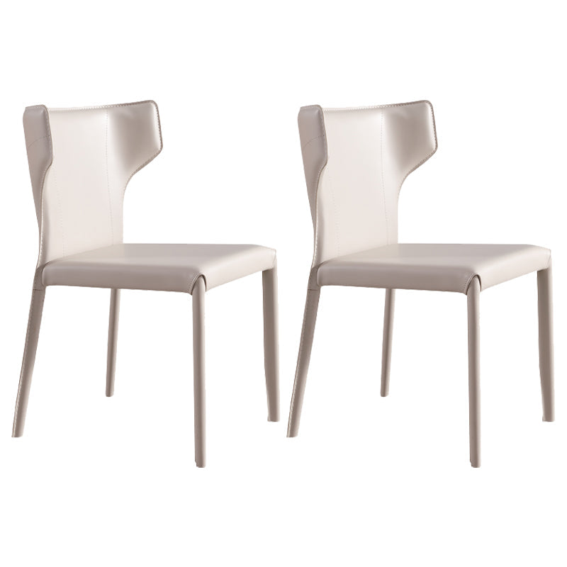 Contemporary Style Dining Chair Kitchen Armless Side Chair with Metal Legs (Set of 2) Light Khaki Clearhalo ' kitchen&dining_furn' 'Dining Chairs' 'Dining Tables & Seating' 'dining_chair' 'furn' 'furn_dining_chair' 'Furniture' 'furniture_dining_chair' 'Kitchen & Dining Furniture' 'kitchen' 4343556