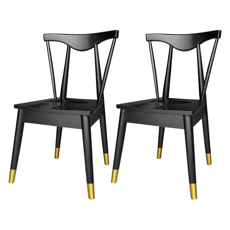 Wood Scandinavian Style Dining Side Chair Armless Home Dining Side Chair Black-Gold 2 Piece Set Clearhalo ' kitchen&dining_furn' 'Dining Chairs' 'Dining Tables & Seating' 'dining_chair' 'furn' 'furn_dining_chair' 'Furniture' 'furniture_dining_chair' 'Kitchen & Dining Furniture' 'kitchen' 4343571