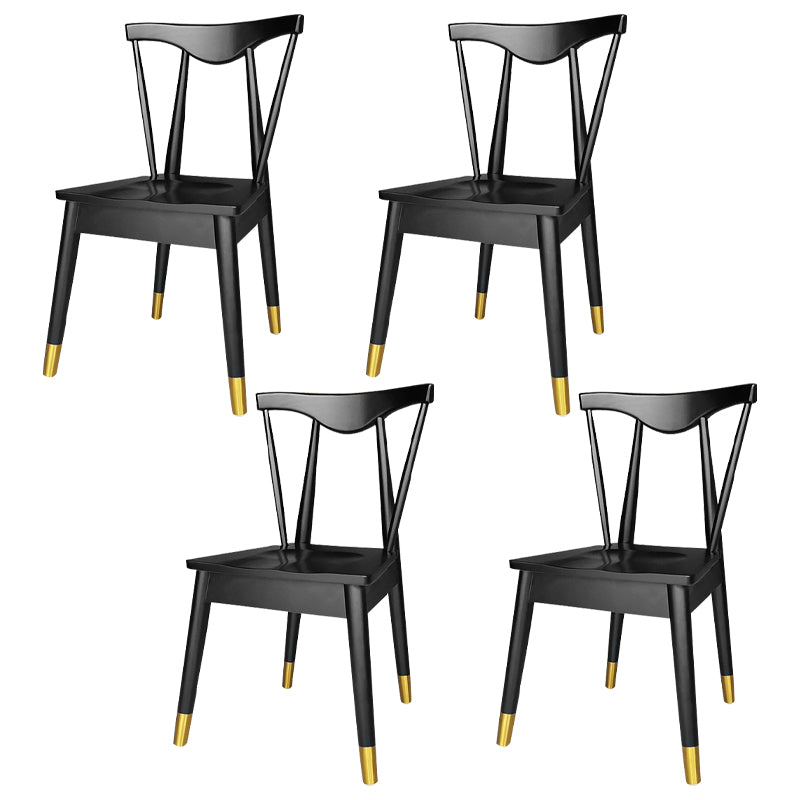 Wood Scandinavian Style Dining Side Chair Armless Home Dining Side Chair Black-Gold 4 Piece Set Clearhalo ' kitchen&dining_furn' 'Dining Chairs' 'Dining Tables & Seating' 'dining_chair' 'furn' 'furn_dining_chair' 'Furniture' 'furniture_dining_chair' 'Kitchen & Dining Furniture' 'kitchen' 4343572