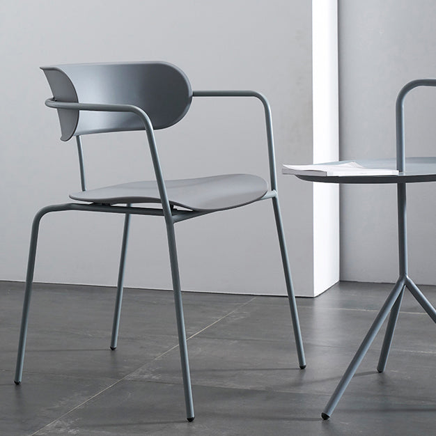 Industrial Metal Balcony Arm Chair Matte Finish Open Back Dining Chair (Set of 4) Clearhalo ' kitchen&dining_furn' 'Dining Chairs' 'Dining Tables & Seating' 'dining_chair' 'furn' 'furn_dining_chair' 'Furniture' 'furniture_dining_chair' 'Kitchen & Dining Furniture' 'kitchen' 4343585