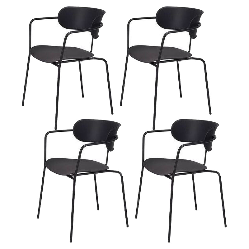 Industrial Metal Balcony Arm Chair Matte Finish Open Back Dining Chair (Set of 4) Black Clearhalo ' kitchen&dining_furn' 'Dining Chairs' 'Dining Tables & Seating' 'dining_chair' 'furn' 'furn_dining_chair' 'Furniture' 'furniture_dining_chair' 'Kitchen & Dining Furniture' 'kitchen' 4343586