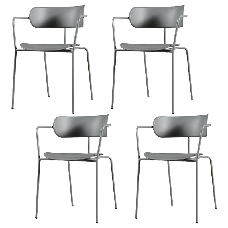 Industrial Metal Balcony Arm Chair Matte Finish Open Back Dining Chair (Set of 4) Grey Clearhalo ' kitchen&dining_furn' 'Dining Chairs' 'Dining Tables & Seating' 'dining_chair' 'furn' 'furn_dining_chair' 'Furniture' 'furniture_dining_chair' 'Kitchen & Dining Furniture' 'kitchen' 4343587