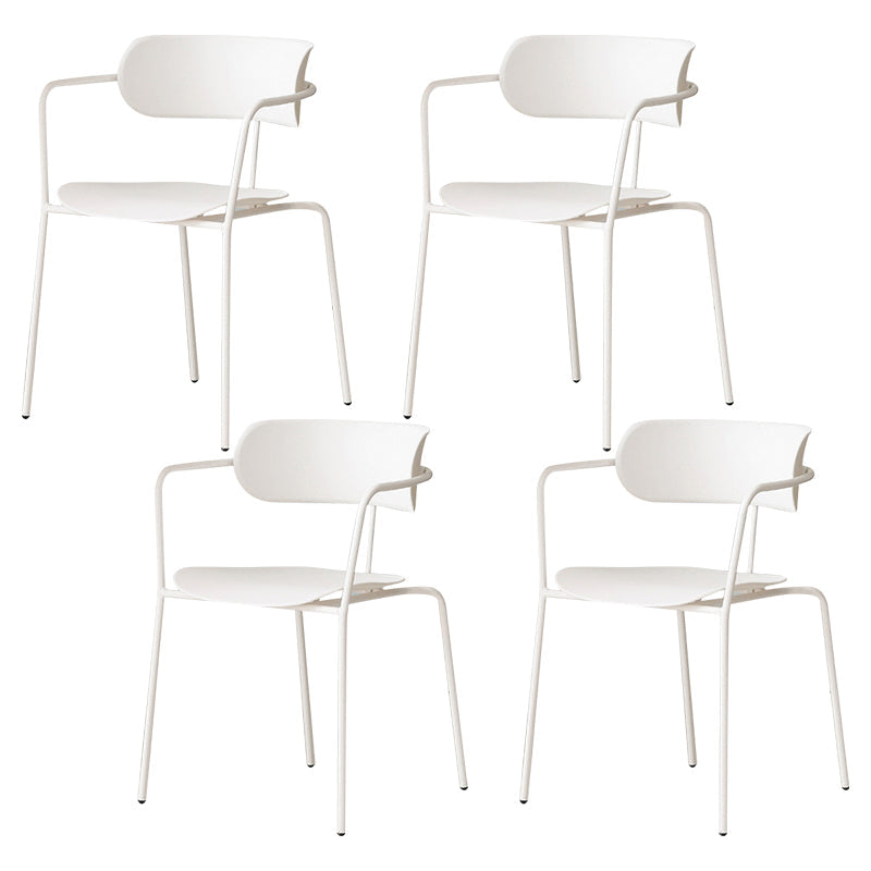Industrial Metal Balcony Arm Chair Matte Finish Open Back Dining Chair (Set of 4) White Clearhalo ' kitchen&dining_furn' 'Dining Chairs' 'Dining Tables & Seating' 'dining_chair' 'furn' 'furn_dining_chair' 'Furniture' 'furniture_dining_chair' 'Kitchen & Dining Furniture' 'kitchen' 4343589