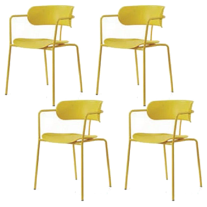Industrial Metal Balcony Arm Chair Matte Finish Open Back Dining Chair (Set of 4) Yellow Clearhalo ' kitchen&dining_furn' 'Dining Chairs' 'Dining Tables & Seating' 'dining_chair' 'furn' 'furn_dining_chair' 'Furniture' 'furniture_dining_chair' 'Kitchen & Dining Furniture' 'kitchen' 4343591