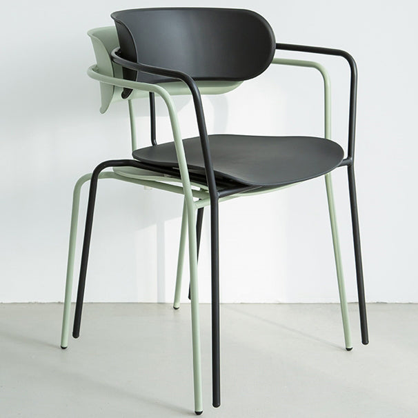 Industrial Metal Balcony Arm Chair Matte Finish Open Back Dining Chair (Set of 4) Clearhalo ' kitchen&dining_furn' 'Dining Chairs' 'Dining Tables & Seating' 'dining_chair' 'furn' 'furn_dining_chair' 'Furniture' 'furniture_dining_chair' 'Kitchen & Dining Furniture' 'kitchen' 4343592