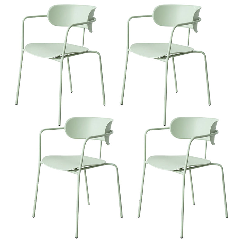 Industrial Metal Balcony Arm Chair Matte Finish Open Back Dining Chair (Set of 4) Light Green Clearhalo ' kitchen&dining_furn' 'Dining Chairs' 'Dining Tables & Seating' 'dining_chair' 'furn' 'furn_dining_chair' 'Furniture' 'furniture_dining_chair' 'Kitchen & Dining Furniture' 'kitchen' 4343593