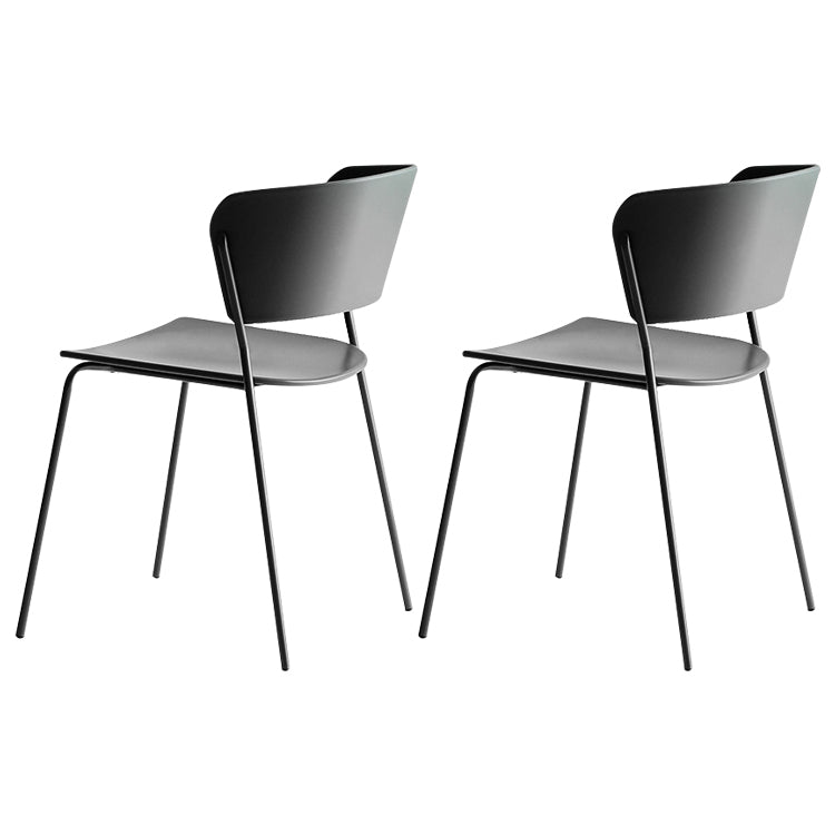 Stackable Dining Armless Chairs Indoor Dining Chairs with Metal Legs Black 2 Piece Set Clearhalo ' kitchen&dining_furn' 'Dining Chairs' 'Dining Tables & Seating' 'dining_chair' 'furn' 'furn_dining_chair' 'Furniture' 'furniture_dining_chair' 'Kitchen & Dining Furniture' 'kitchen' 4343602