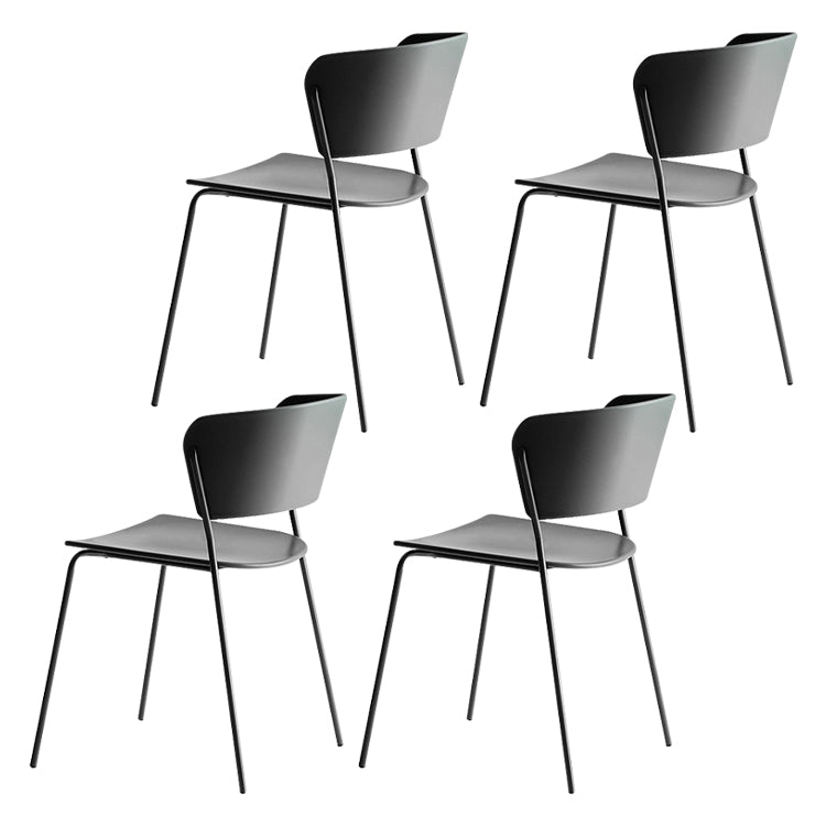 Stackable Dining Armless Chairs Indoor Dining Chairs with Metal Legs Black 4 Piece Set Clearhalo ' kitchen&dining_furn' 'Dining Chairs' 'Dining Tables & Seating' 'dining_chair' 'furn' 'furn_dining_chair' 'Furniture' 'furniture_dining_chair' 'Kitchen & Dining Furniture' 'kitchen' 4343604