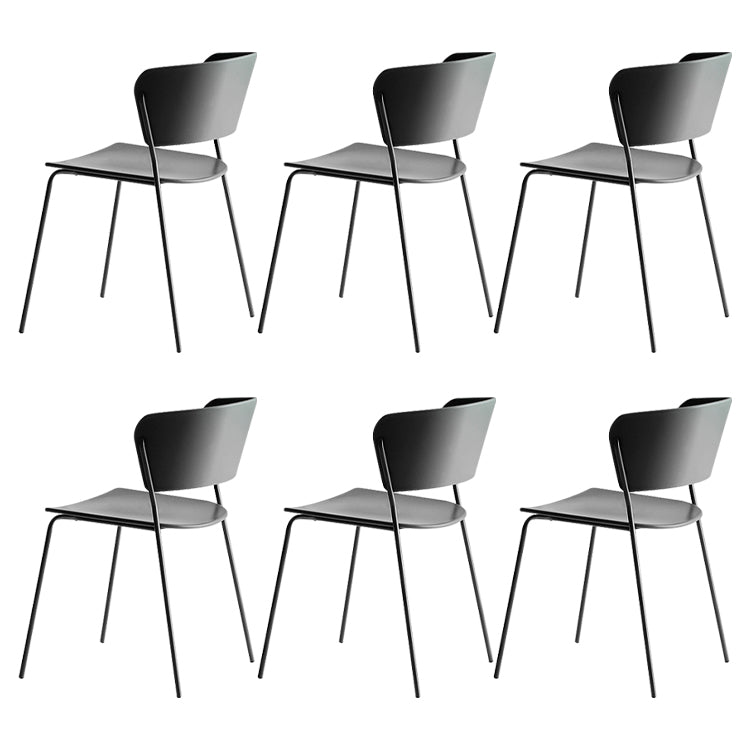 Stackable Dining Armless Chairs Indoor Dining Chairs with Metal Legs Black 6 Piece Set Clearhalo ' kitchen&dining_furn' 'Dining Chairs' 'Dining Tables & Seating' 'dining_chair' 'furn' 'furn_dining_chair' 'Furniture' 'furniture_dining_chair' 'Kitchen & Dining Furniture' 'kitchen' 4343606