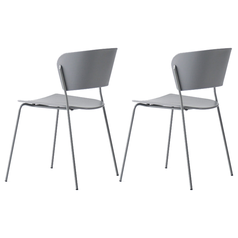 Stackable Dining Armless Chairs Indoor Dining Chairs with Metal Legs Grey 2 Piece Set Clearhalo ' kitchen&dining_furn' 'Dining Chairs' 'Dining Tables & Seating' 'dining_chair' 'furn' 'furn_dining_chair' 'Furniture' 'furniture_dining_chair' 'Kitchen & Dining Furniture' 'kitchen' 4343607