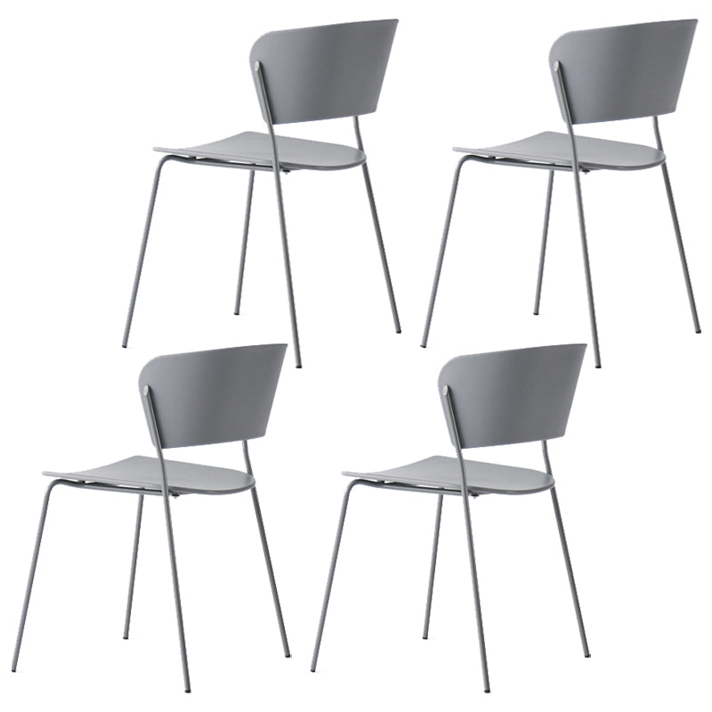 Stackable Dining Armless Chairs Indoor Dining Chairs with Metal Legs Grey 4 Piece Set Clearhalo ' kitchen&dining_furn' 'Dining Chairs' 'Dining Tables & Seating' 'dining_chair' 'furn' 'furn_dining_chair' 'Furniture' 'furniture_dining_chair' 'Kitchen & Dining Furniture' 'kitchen' 4343609