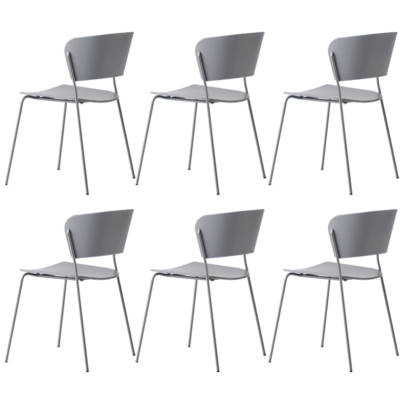 Stackable Dining Armless Chairs Indoor Dining Chairs with Metal Legs Grey 6 Piece Set Clearhalo ' kitchen&dining_furn' 'Dining Chairs' 'Dining Tables & Seating' 'dining_chair' 'furn' 'furn_dining_chair' 'Furniture' 'furniture_dining_chair' 'Kitchen & Dining Furniture' 'kitchen' 4343611