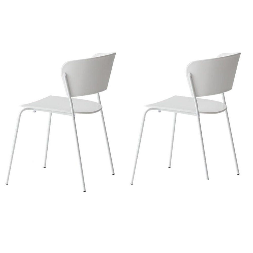 Stackable Dining Armless Chairs Indoor Dining Chairs with Metal Legs White 2 Piece Set Clearhalo ' kitchen&dining_furn' 'Dining Chairs' 'Dining Tables & Seating' 'dining_chair' 'furn' 'furn_dining_chair' 'Furniture' 'furniture_dining_chair' 'Kitchen & Dining Furniture' 'kitchen' 4343614
