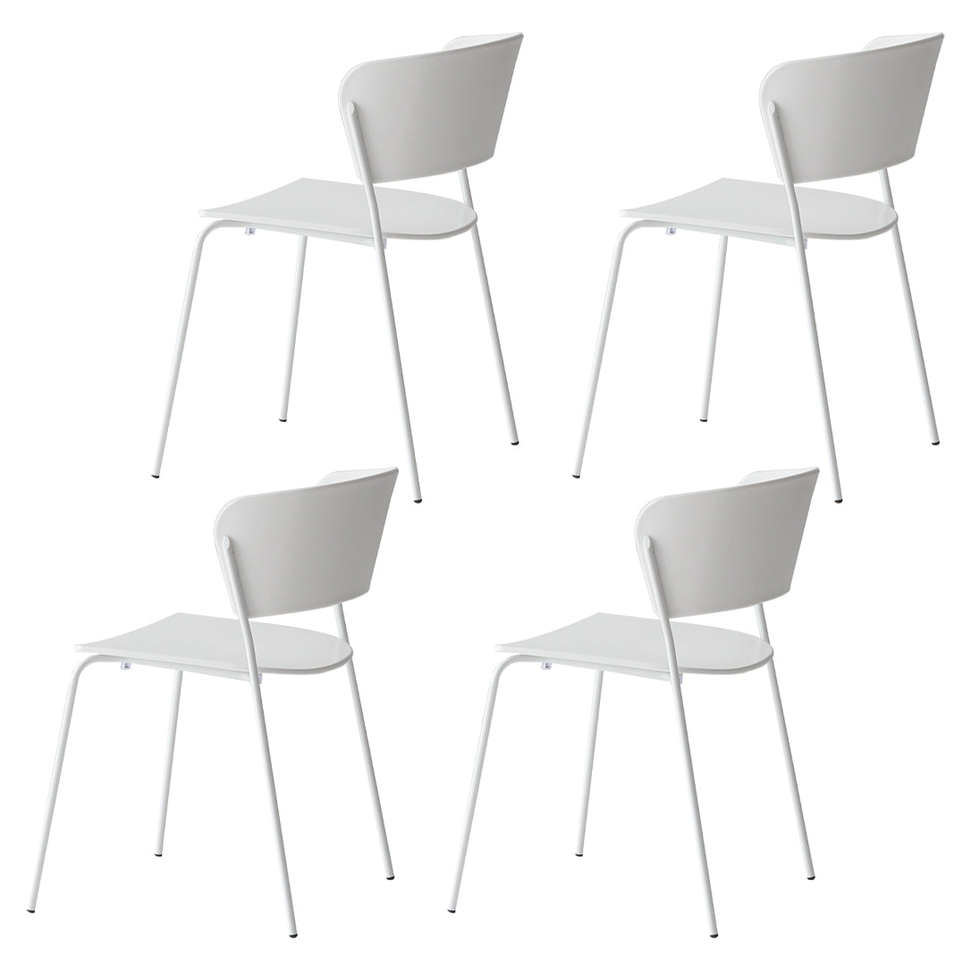 Stackable Dining Armless Chairs Indoor Dining Chairs with Metal Legs White 4 Piece Set Clearhalo ' kitchen&dining_furn' 'Dining Chairs' 'Dining Tables & Seating' 'dining_chair' 'furn' 'furn_dining_chair' 'Furniture' 'furniture_dining_chair' 'Kitchen & Dining Furniture' 'kitchen' 4343616