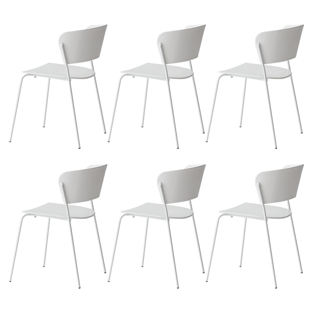Stackable Dining Armless Chairs Indoor Dining Chairs with Metal Legs White 6 Piece Set Clearhalo ' kitchen&dining_furn' 'Dining Chairs' 'Dining Tables & Seating' 'dining_chair' 'furn' 'furn_dining_chair' 'Furniture' 'furniture_dining_chair' 'Kitchen & Dining Furniture' 'kitchen' 4343617