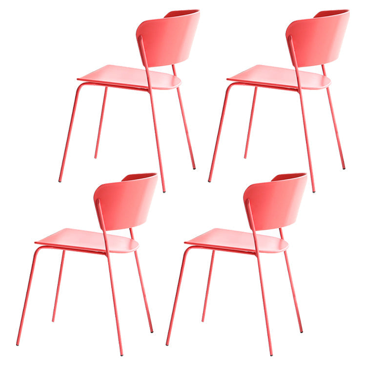 Stackable Dining Armless Chairs Indoor Dining Chairs with Metal Legs Red 4 Piece Set Clearhalo ' kitchen&dining_furn' 'Dining Chairs' 'Dining Tables & Seating' 'dining_chair' 'furn' 'furn_dining_chair' 'Furniture' 'furniture_dining_chair' 'Kitchen & Dining Furniture' 'kitchen' 4343621