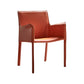 Designer Style Leather Home Arm Chair Matte Finish Solid Back Single Dining Chair Orange Red Clearhalo ' kitchen&dining_furn' 'Dining Chairs' 'Dining Tables & Seating' 'dining_chair' 'furn' 'furn_dining_chair' 'Furniture' 'furniture_dining_chair' 'Kitchen & Dining Furniture' 'kitchen' 4343631