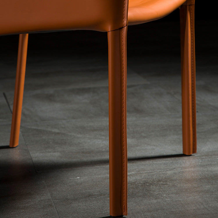 Designer Style Leather Home Arm Chair Matte Finish Solid Back Single Dining Chair Clearhalo ' kitchen&dining_furn' 'Dining Chairs' 'Dining Tables & Seating' 'dining_chair' 'furn' 'furn_dining_chair' 'Furniture' 'furniture_dining_chair' 'Kitchen & Dining Furniture' 'kitchen' 4343635