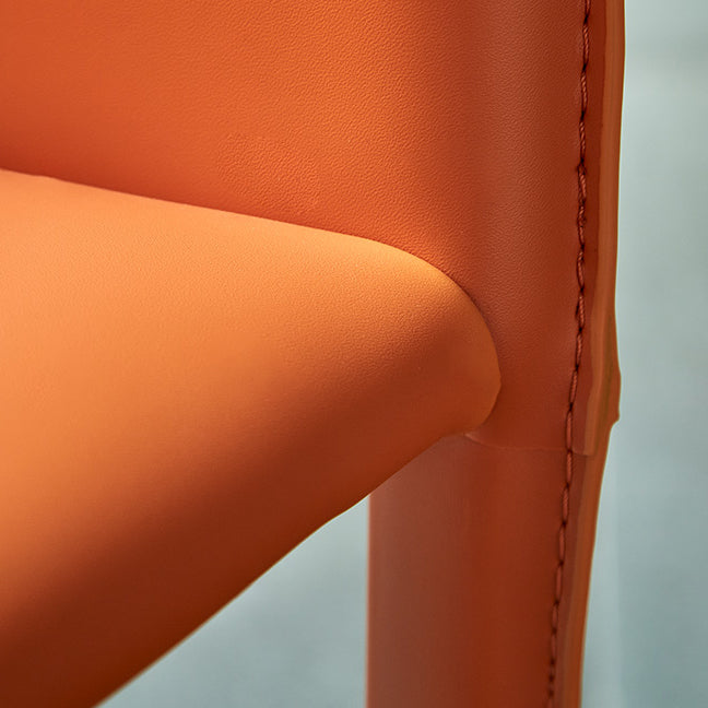 Designer Style Leather Home Arm Chair Matte Finish Solid Back Single Dining Chair Clearhalo ' kitchen&dining_furn' 'Dining Chairs' 'Dining Tables & Seating' 'dining_chair' 'furn' 'furn_dining_chair' 'Furniture' 'furniture_dining_chair' 'Kitchen & Dining Furniture' 'kitchen' 4343637