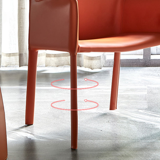 Designer Style Leather Home Arm Chair Matte Finish Solid Back Single Dining Chair Clearhalo ' kitchen&dining_furn' 'Dining Chairs' 'Dining Tables & Seating' 'dining_chair' 'furn' 'furn_dining_chair' 'Furniture' 'furniture_dining_chair' 'Kitchen & Dining Furniture' 'kitchen' 4343640