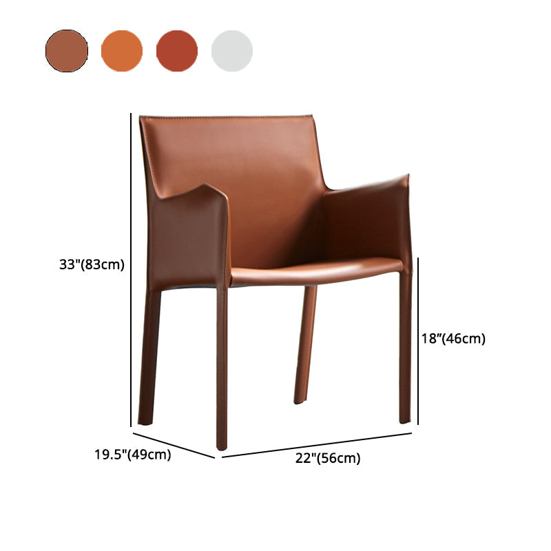 Designer Style Leather Home Arm Chair Matte Finish Solid Back Single Dining Chair Clearhalo ' kitchen&dining_furn' 'Dining Chairs' 'Dining Tables & Seating' 'dining_chair' 'furn' 'furn_dining_chair' 'Furniture' 'furniture_dining_chair' 'Kitchen & Dining Furniture' 'kitchen' 4343641