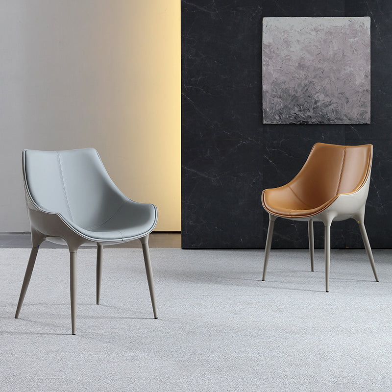 Minimalist Style Leather Dining Arm Chairs Solid Back Upholstered Chairs (Set of 2) Clearhalo ' kitchen&dining_furn' 'Dining Chairs' 'Dining Tables & Seating' 'dining_chair' 'furn' 'furn_dining_chair' 'Furniture' 'furniture_dining_chair' 'Kitchen & Dining Furniture' 'kitchen' 4343642