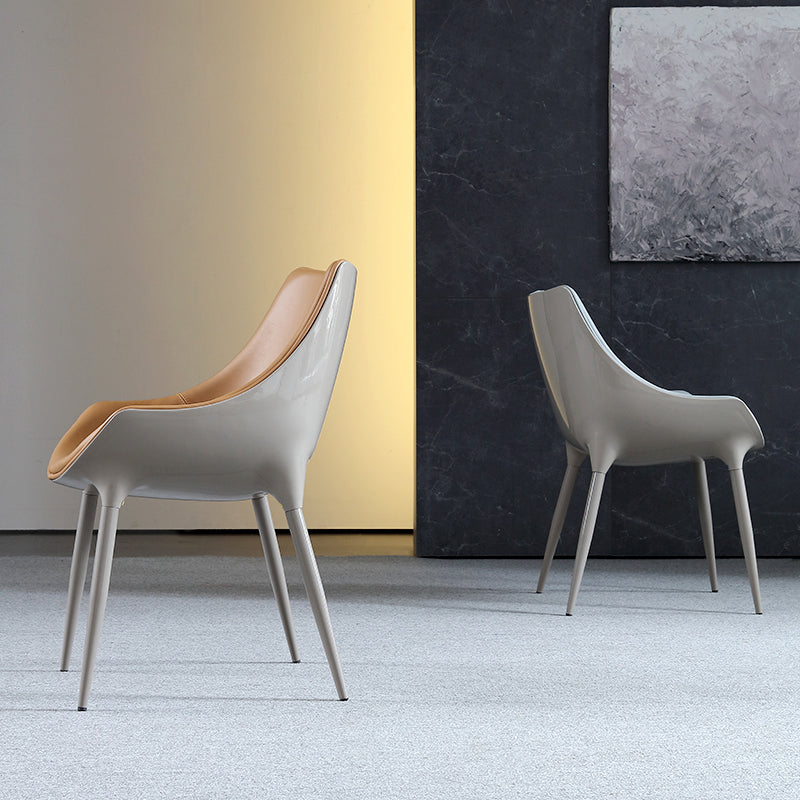 Minimalist Style Leather Dining Arm Chairs Solid Back Upholstered Chairs (Set of 2) Clearhalo ' kitchen&dining_furn' 'Dining Chairs' 'Dining Tables & Seating' 'dining_chair' 'furn' 'furn_dining_chair' 'Furniture' 'furniture_dining_chair' 'Kitchen & Dining Furniture' 'kitchen' 4343645