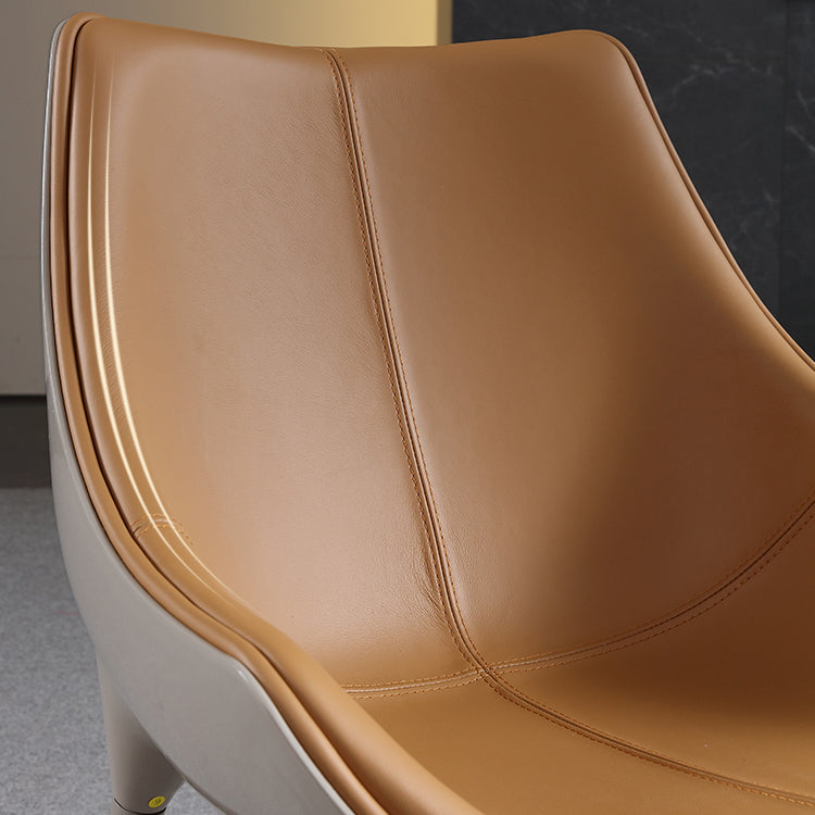 Minimalist Style Leather Dining Arm Chairs Solid Back Upholstered Chairs (Set of 2) Clearhalo ' kitchen&dining_furn' 'Dining Chairs' 'Dining Tables & Seating' 'dining_chair' 'furn' 'furn_dining_chair' 'Furniture' 'furniture_dining_chair' 'Kitchen & Dining Furniture' 'kitchen' 4343651